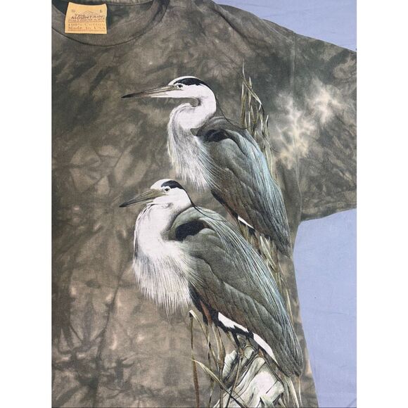 The Mountain T Shirt Adult Large Green Bird Pelican Tie Dye Mens Short Sleeve - Picture 3 of 7